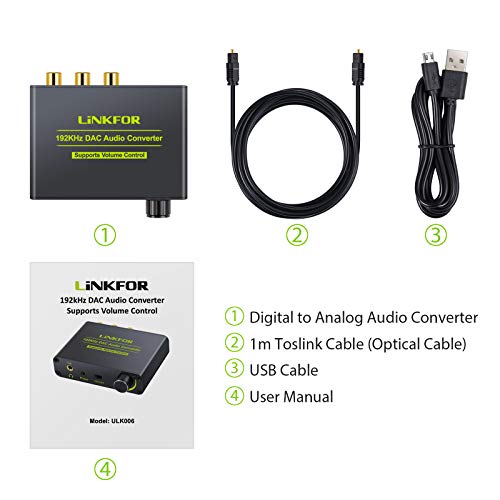 LiNKFOR DAC conversor de audio digital a analógico 192kHz - Audio DAC