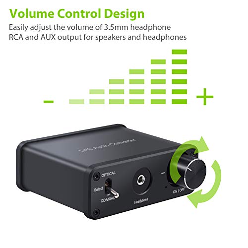 192Khz Convertidor Óptico a RCA con Receptor Bluetooth 5.0 Conversor Audio  Digital a Analógico Toslink Coaxial a RCA L/R 3.5 mm Jack Adaptador de  Audio Digital con Interruptor On/Off : : Electrónica