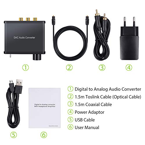 192Khz Convertidor Óptico a RCA con Receptor Bluetooth 5.0 Conversor Audio  Digital a Analógico Toslink Coaxial a RCA L/R 3.5 mm Jack Adaptador de  Audio Digital con Interruptor On/Off : : Electrónica